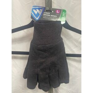 West Chester 3-Pack Brown Jersey Light Duty Work Gloves W Size Large 65090-W3